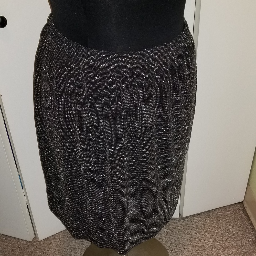 NWOT Party-Ready Silver/Black Sparkley Knit Skirt